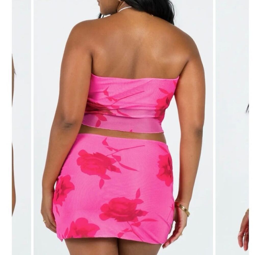 Princess Polly Corella Pink Floral Two Piece Set Skirt & Crop Top Size 4 - Picture 2 of 7